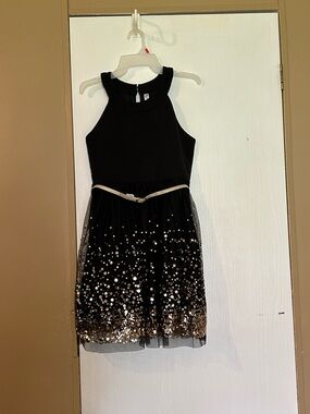 Black Sequin Tulle Party Dress